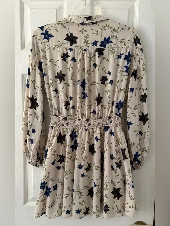 Free People Cream Floral Button-Front Tunic Dress - Picture 4 of 4